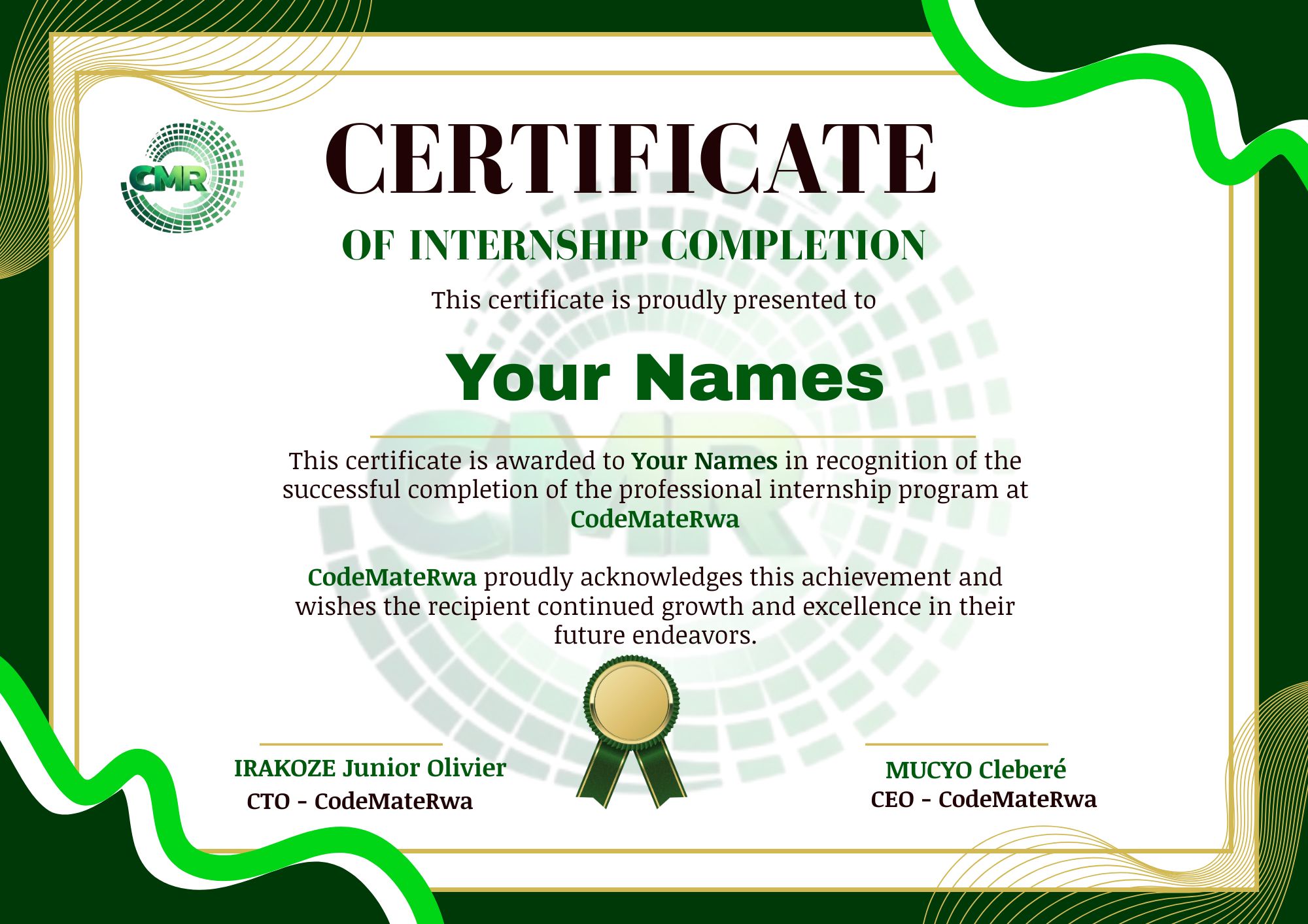 CodeMate Academy internship certificate template